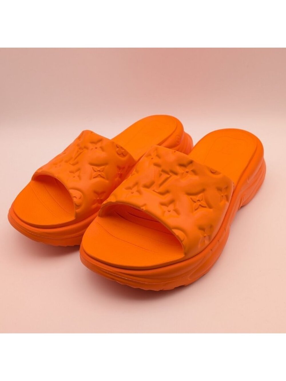 Louis Vuitton Monogram Embossed Orange Rubber Sandals